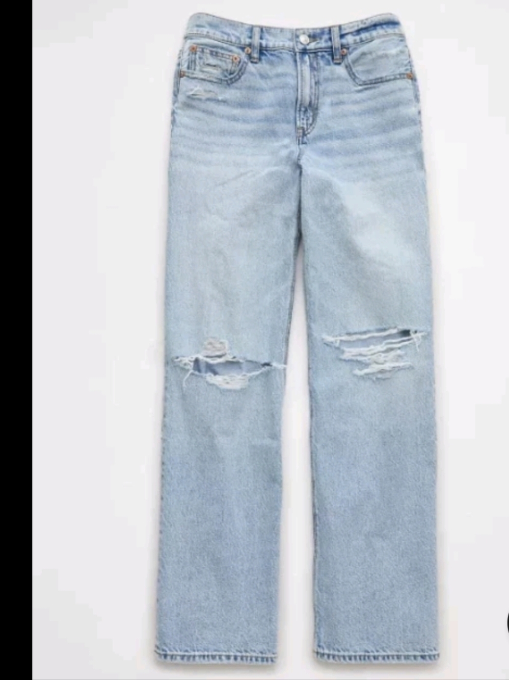 New American Eagle Strigid Ripped High Rise Stovepipe Jeans, 2 Regular - Picture 2 of 6